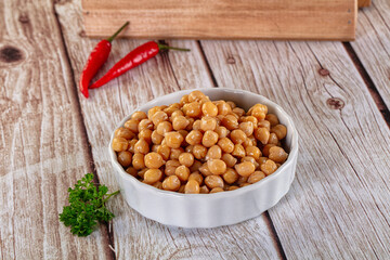 Boiled chickpea beans in the bowl