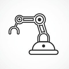 Robotic Arm Icon in white background– AI Automation and Industrial Robot icon, Abstract vector