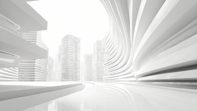 White abstract architectural background, 3D rendered with motion graphics