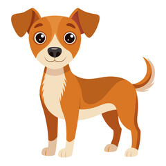 Cute cartoon dog with brown and white fur puppy canine