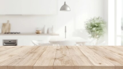 Background. Wooden table on defocuced window with curtain