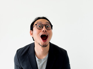 Close up face of business man has got an idea to solve the problem to offer.