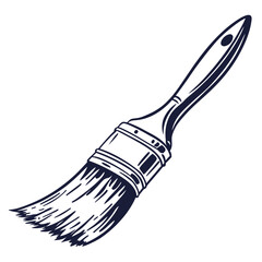 Dark blue paintbrush with bristles on white background drawing painting