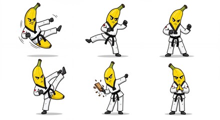 Banana karate characters set