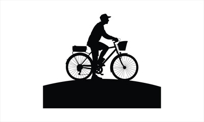 Obraz premium Man riding bicycle outdoor activity silhouette