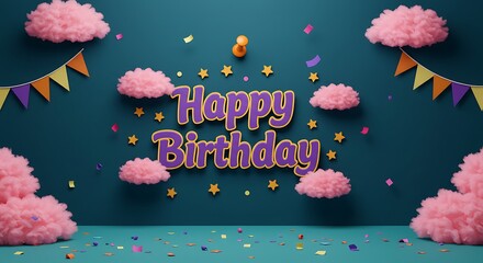 Festive Three Dimensional Happy Birthday Celebration Still Life Arrangement