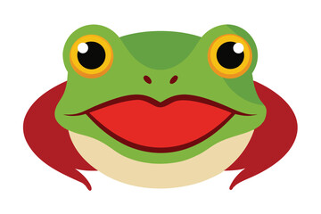 Cartoon frog with big red lips and wide eyes