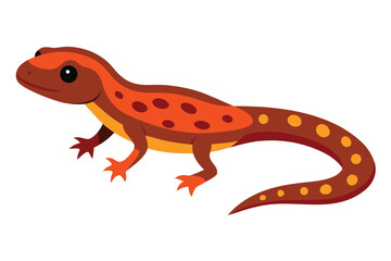 Cartoon eastern newt with orange spots and brown body