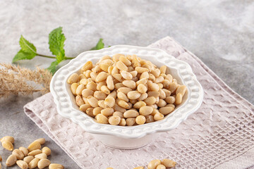 Cedar nut kernel in the bowl