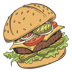 Juicy burger with fresh ingredients hamburger fast food