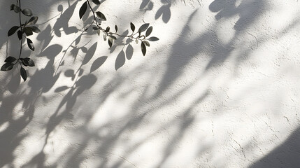 background of organic shadow over white textured wall