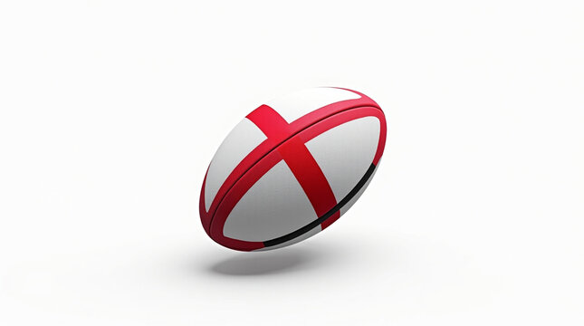 A dynamic 3d rendering of a rugby ball with the england flag, capturing the essence of the sport and national representation - Powered by Adobe