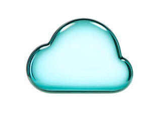 Teal Glass Cloud Shape Digital Render Isolated on a transparent background blue aqua