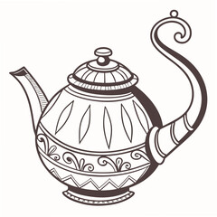 Ornate teapot with decorative patterns kettle beverage