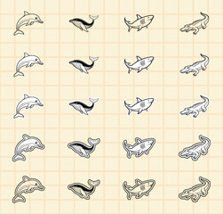 Flat Design Animal Icons amp Silhouettes Zoo Domestic Farm and Hunting Vector Packs