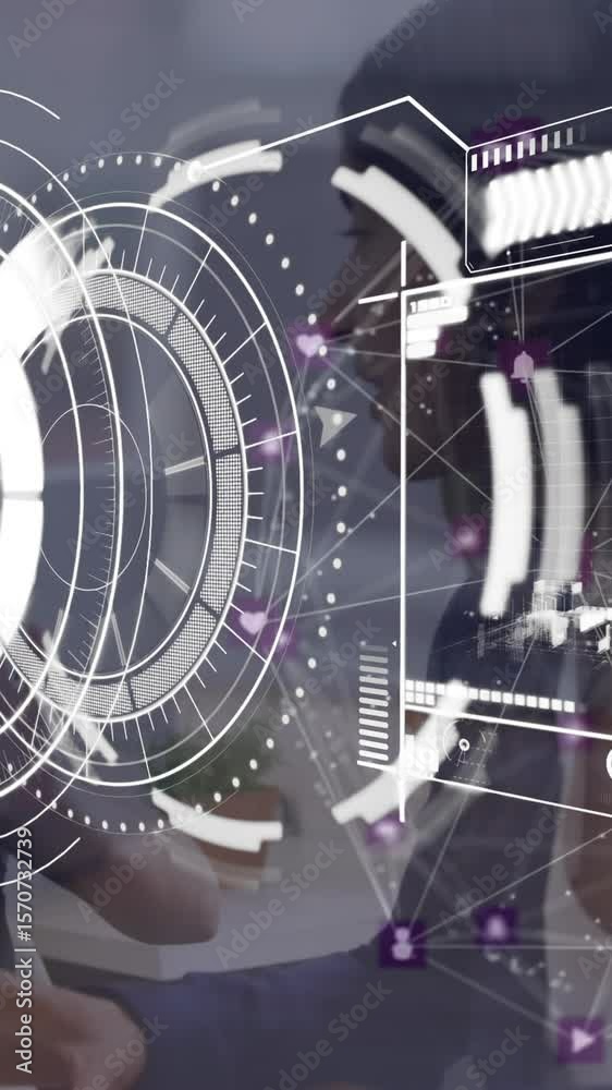 Poster animation of scope scanning and data processing over computer circuit board