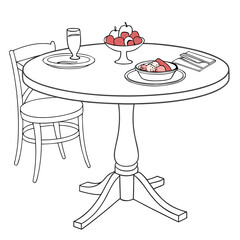 Round dining table with fruit and dessert chair fruit bowl