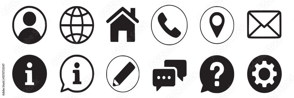 Poster contact us information icons set vector illustration for website and mobile app design elements ui u