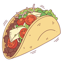 Sad Taco Filled With Meat Lettuce Tomato Cheese Onion food mexican food
