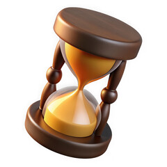 Wooden hourglass sand timer isolated on transparent background