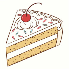 Slice of cake with cherry and sprinkles dessert sweet