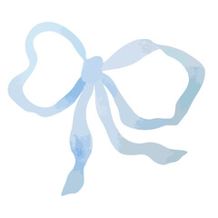 A Delicate and Beautiful Blue Ribbon Bow Illustration for Various Creative Uses and Designs
