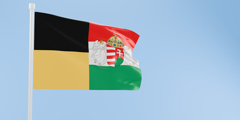 Austria-Hungary Flag of silk-3D illustration. 3d render.