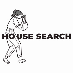 Woman looking through binoculars searching for a house vector