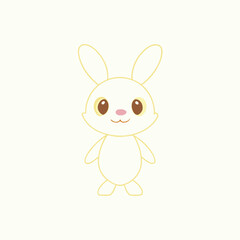 Yellow outlined bunny with brown eyes and pink nose rabbit animal