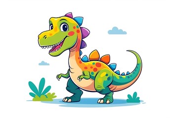 Fototapeta premium Colorful cartoon dinosaur 