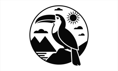 Exotic toucan bird silhouette design
