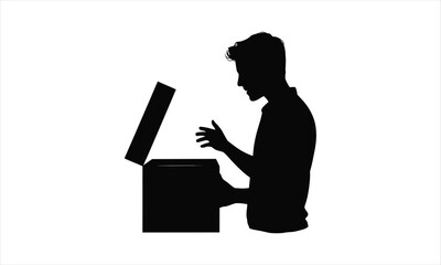Person opening a box silhouette