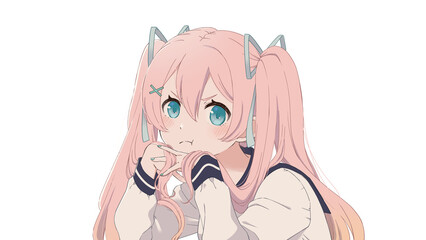 ピンク髪ツインテール女の子のイラスト
