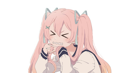 ピンク髪ツインテール女の子のイラスト
