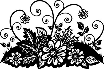 black and white flowers