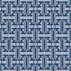 Japanese Maze Line Net Vector Seamless Pattern