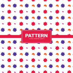 Colorful Geometric Pattern with Stars and Crescents &ndash; Playful Modern Seamless Background
