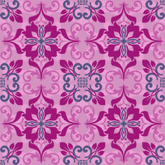 Seamless Purple Ornamental Floral Pattern, ethnic, aztec, fabric, decorative, wall, wallpaper, wrapping paper, fabric, silk, scarf, pillow, book, backdrop and etc.