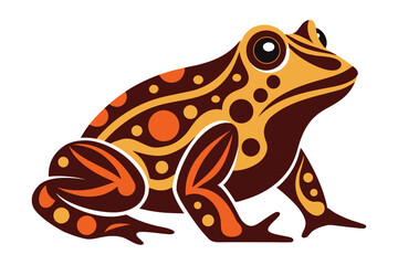 Stylized frog illustration with abstract patterns and earthy tones