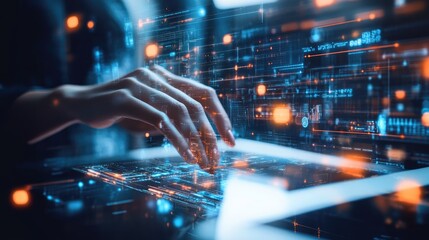 A person is typing on a computer keyboard