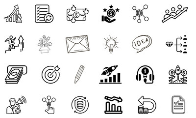 Fototapeta premium Business Growth Icons Startup, Finance, Marketing, and Success
