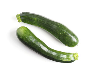 Fresh tasty organic zucchini on a white studio background, healthy vegetarian food