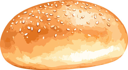 Sesame bun watercolor vector illustration