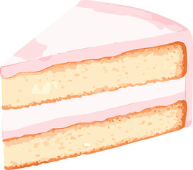 Sponge cake with icing layer watercolor vector illustration