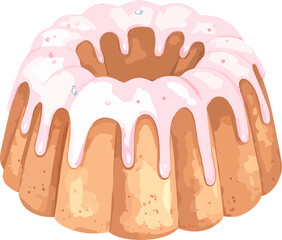 Bundt cake watercolor vector illustration