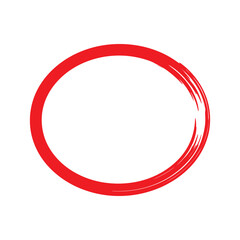 "Red Hand-Drawn Circle Highlight Symbol – Marker Stroke Emphasis Icon on White Background"