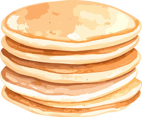 Stack of pancakes watercolor vector illustration