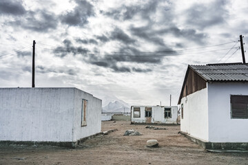 The village of Karakul is highland in the Pamirs in the Tien Shan mountains