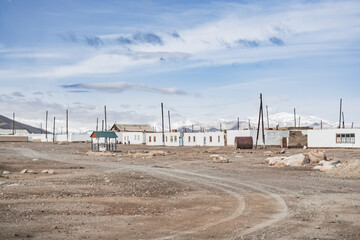 The village of Karakul is highland in the Pamirs in the Tien Shan mountains