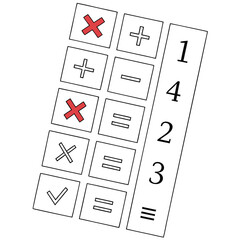 Calculator buttons with math symbols and numbers vector